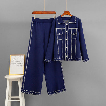 Conjunto de chaqueta holgada con cuello polo