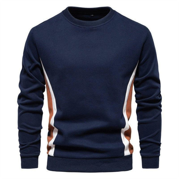 Suéter informal ajustado de cuello redondo y manga larga con diseño de patchwork para hombre