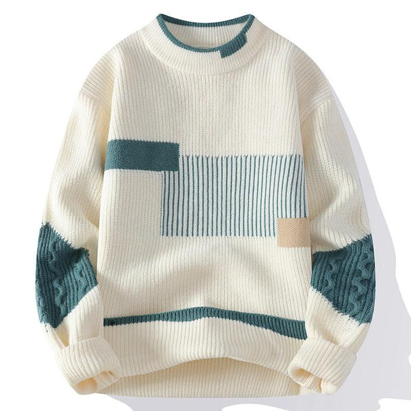 Moda masculina en punto con bloques de color para invierno.