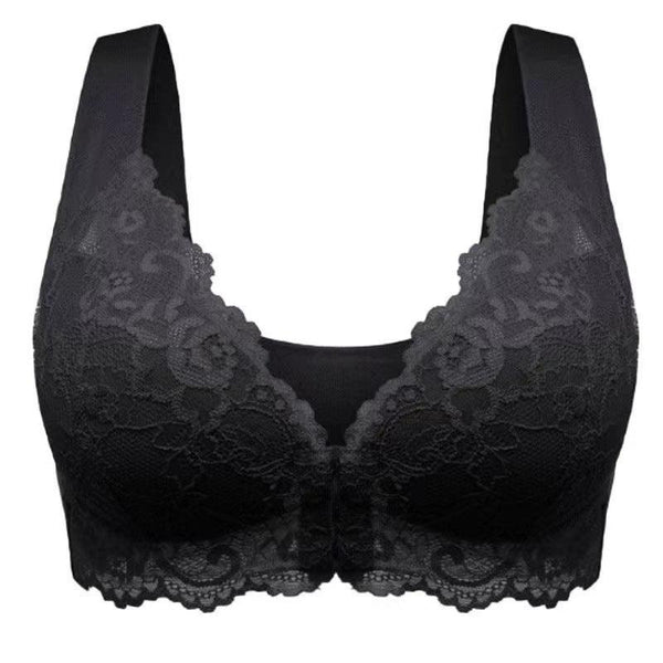 Ropa interior de encaje transpirable con fruncido y aros sin acero para mujer